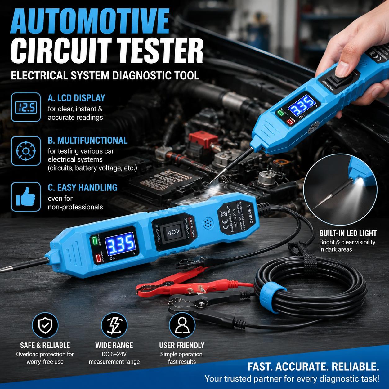 Circuit Breaker Finder - เครื่องมือวินิจฉัยยานยนต์ เครื่องมือค้นหาวงจรไฟฟ้าแบบสั้นและเปิด สายติดตามสายไฟแบบดิจิตอล เครื่องทดสอบเบรกเกอร์ไฟฟ้ารถยนต์ เครื่องมือค้นหาตำแหน่งจุดขัดข้องแบบมืออาชีพ อุปกรณ์วินิจฉัยจุดขัดข้องสำหรับรถบรรทุก
