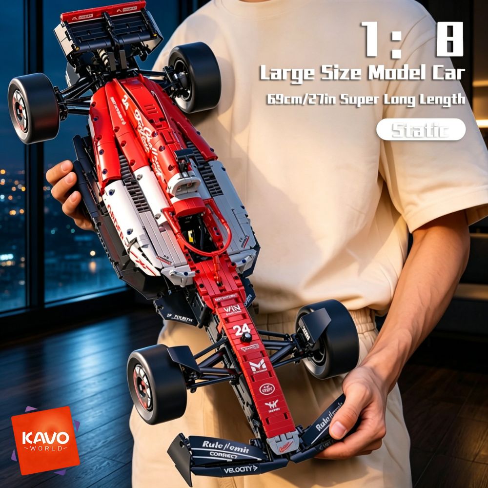 Home Improvement Man - KAVOWORLD ชุดตัวต่อรถสปอร์ตสุดหรูสีแดงขาว รุ่น Formula Red And