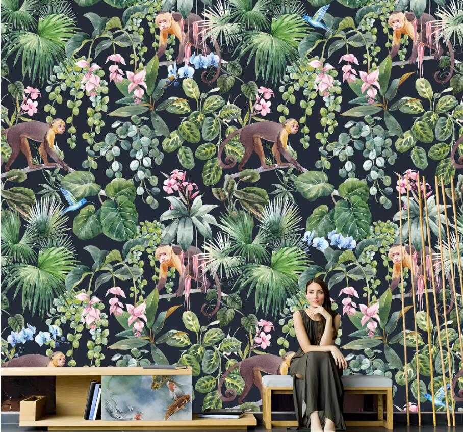 Home Improvement Materials - Nordic ขนาดเล็กสด tropical golden ใบภาพจิตรกรรมฝาผนังห้องนอนวอลเปเปอร์ papel