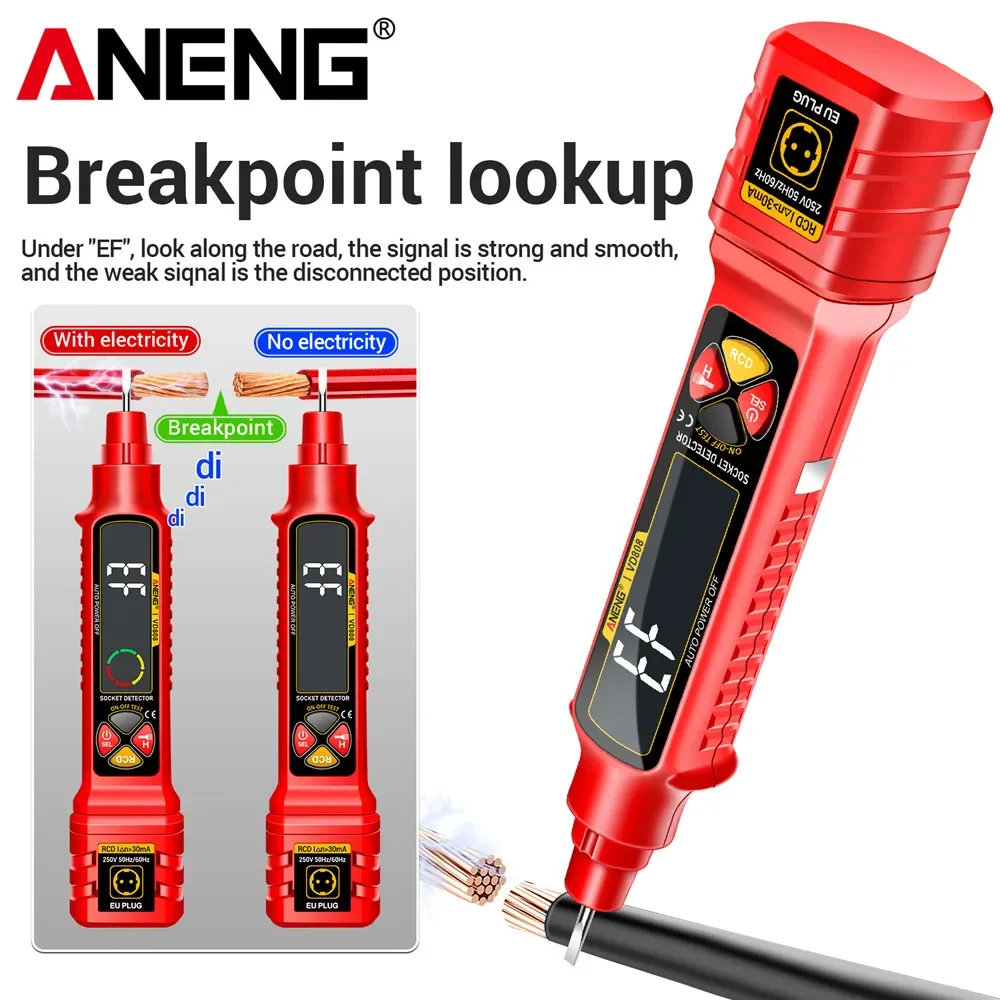 Circuit Breaker Finder - ANENG VD808 เครื่องทดสอบซ็อกเก็ตดิจิตอล Circuit Breaker Finders
