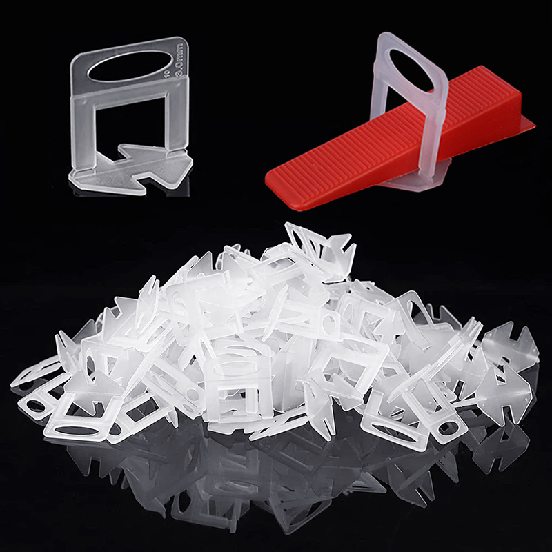 Tile Leveling Clip - ชุดอุปกรณ์ยึดกระเบื้องเซรามิก 100 ชิ้น พร้อมตัวเว้นระยะ สายรัด สำหรับปูกระเบื้องปูพื้น